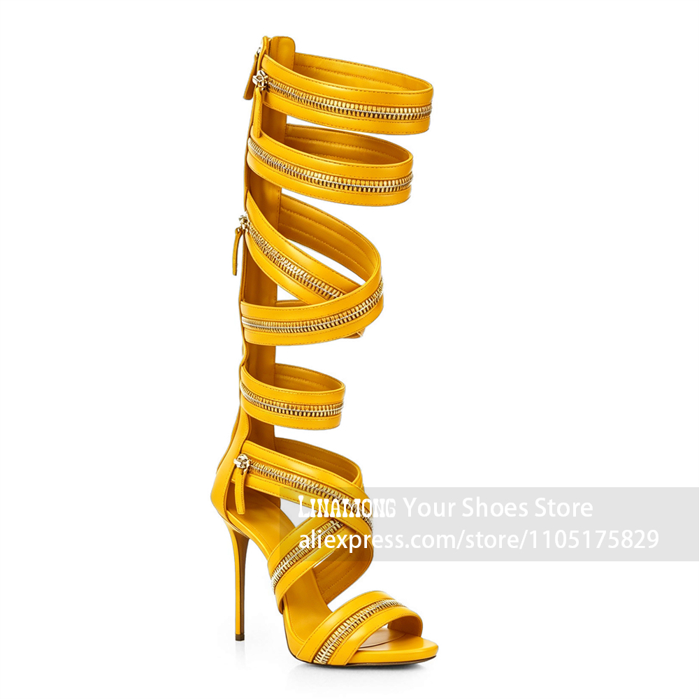Streetwear Zipper - Multi Zipper Wrap Around Knee High