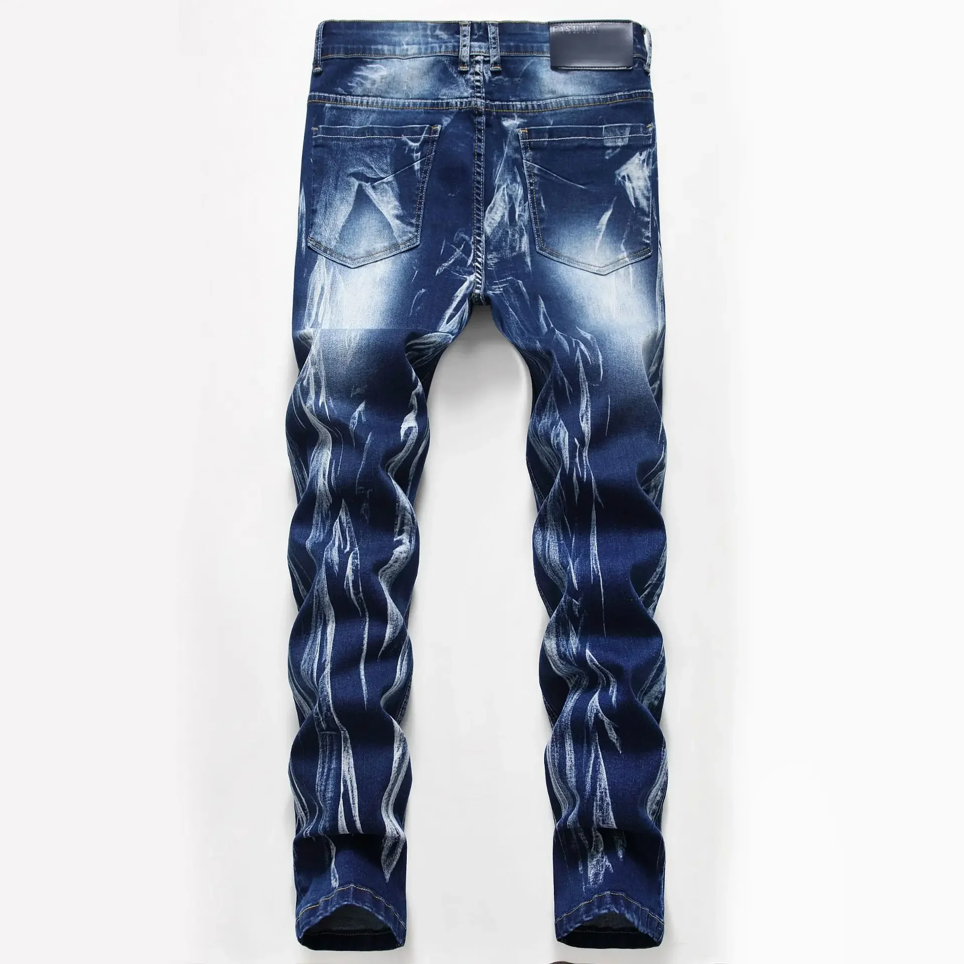 Fashion Print Men's Elasticity - Streetwear Brand Jeans avaliação e preço