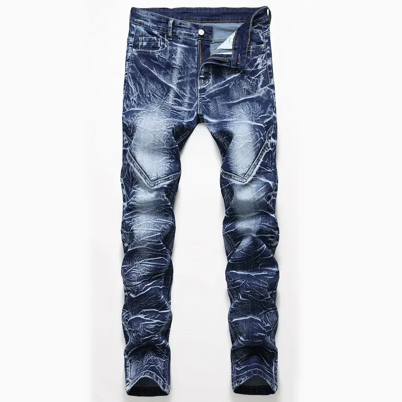 Fashion Print Men's Elasticity - Streetwear Brand Jeans avaliação e preço