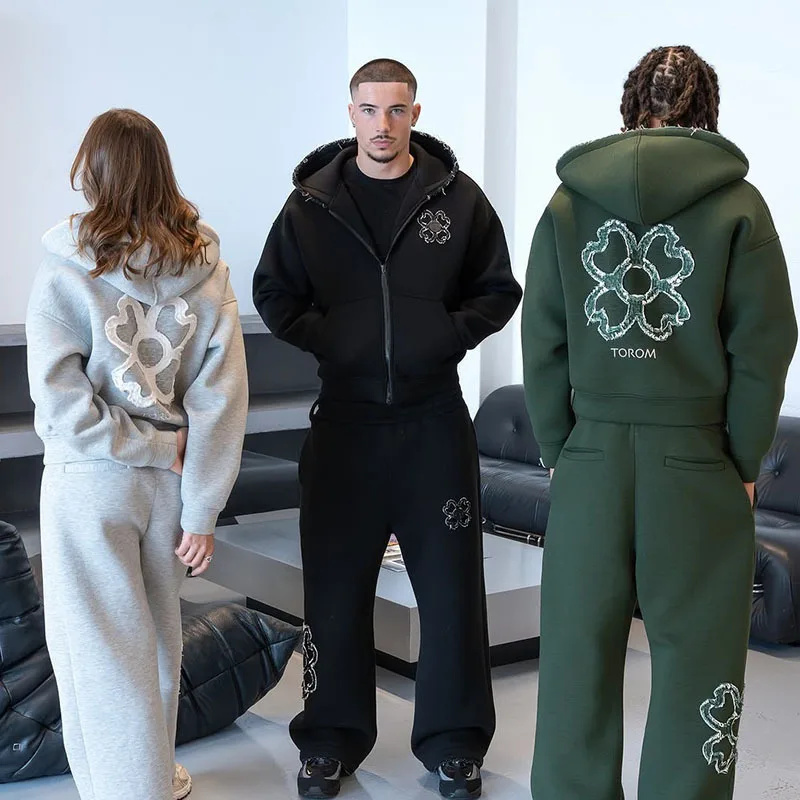Spring Autumn Oversized 4 Leaf - Streetwear Zipper avaliação e preço