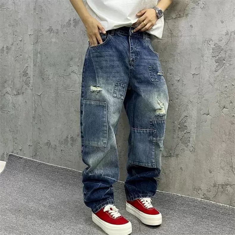 Brand Splicing Jeans Autumn Fa - Streetwear Brand Jeans avaliação e preço