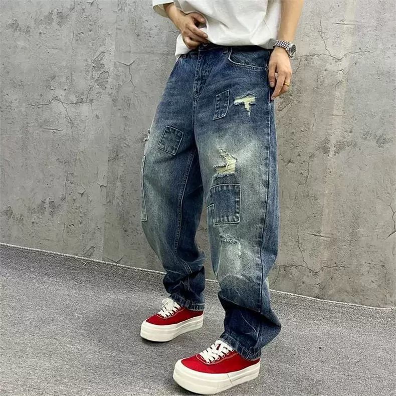 Brand Splicing Jeans Autumn Fa - Streetwear Brand Jeans avaliação e preço