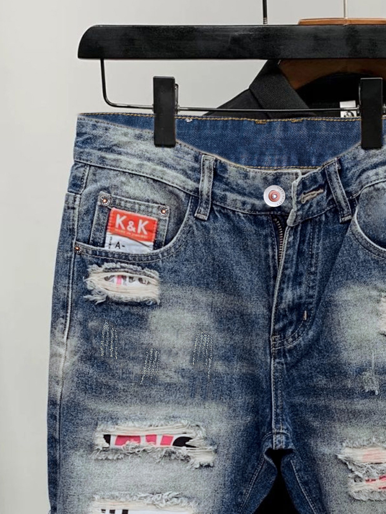 2026 Summer Ripped Straight Me - Streetwear Brand Jeans avaliação e preço