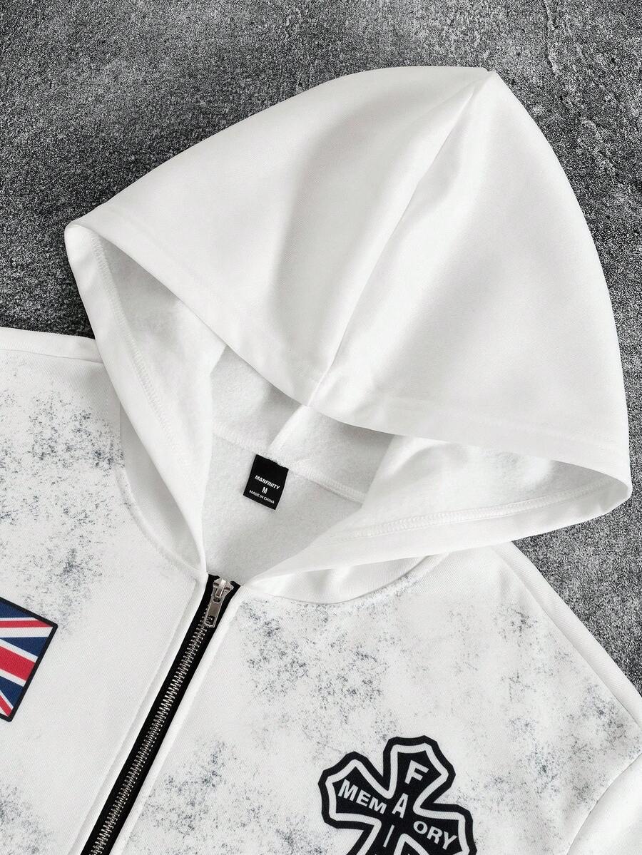 Mens White Zip Up Hoodie With  - Streetwear Zipper avaliação e preço