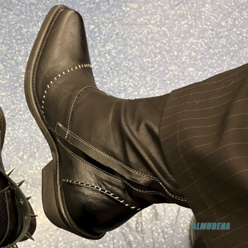 Street Style Black Leather Ank - Streetwear Zipper avaliação e preço
