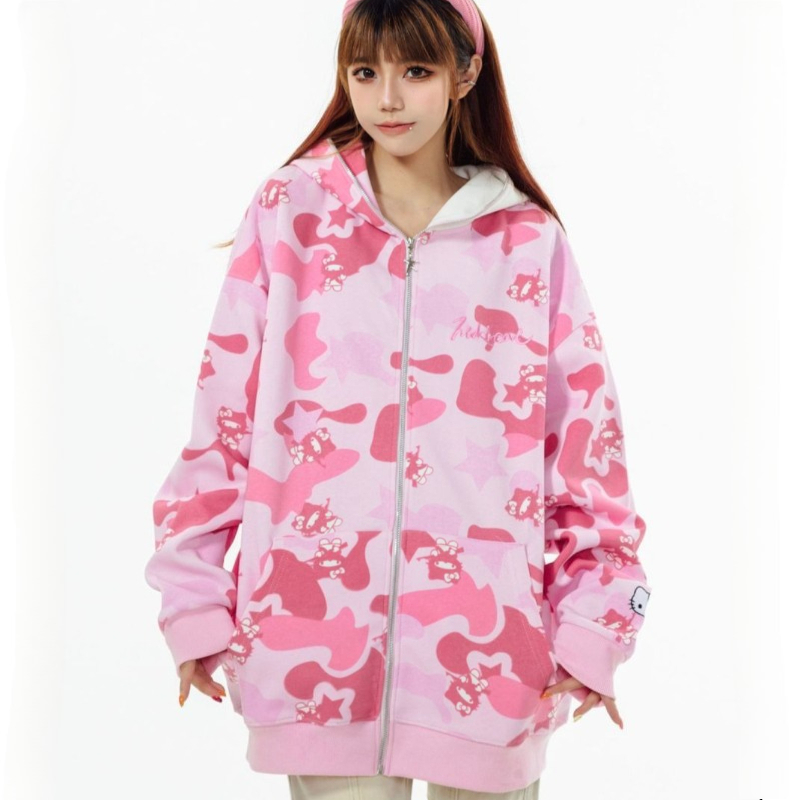 Casual Ins Sanrio Hello Kitty  - Streetwear Zipper avaliação e preço