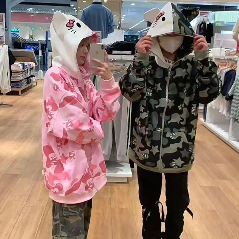 Casual Ins Sanrio Hello Kitty  - Streetwear Zipper avaliação e preço