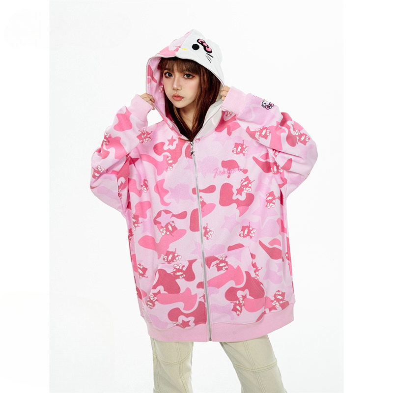 Casual Ins Sanrio Hello Kitty  - Streetwear Zipper avaliação e preço