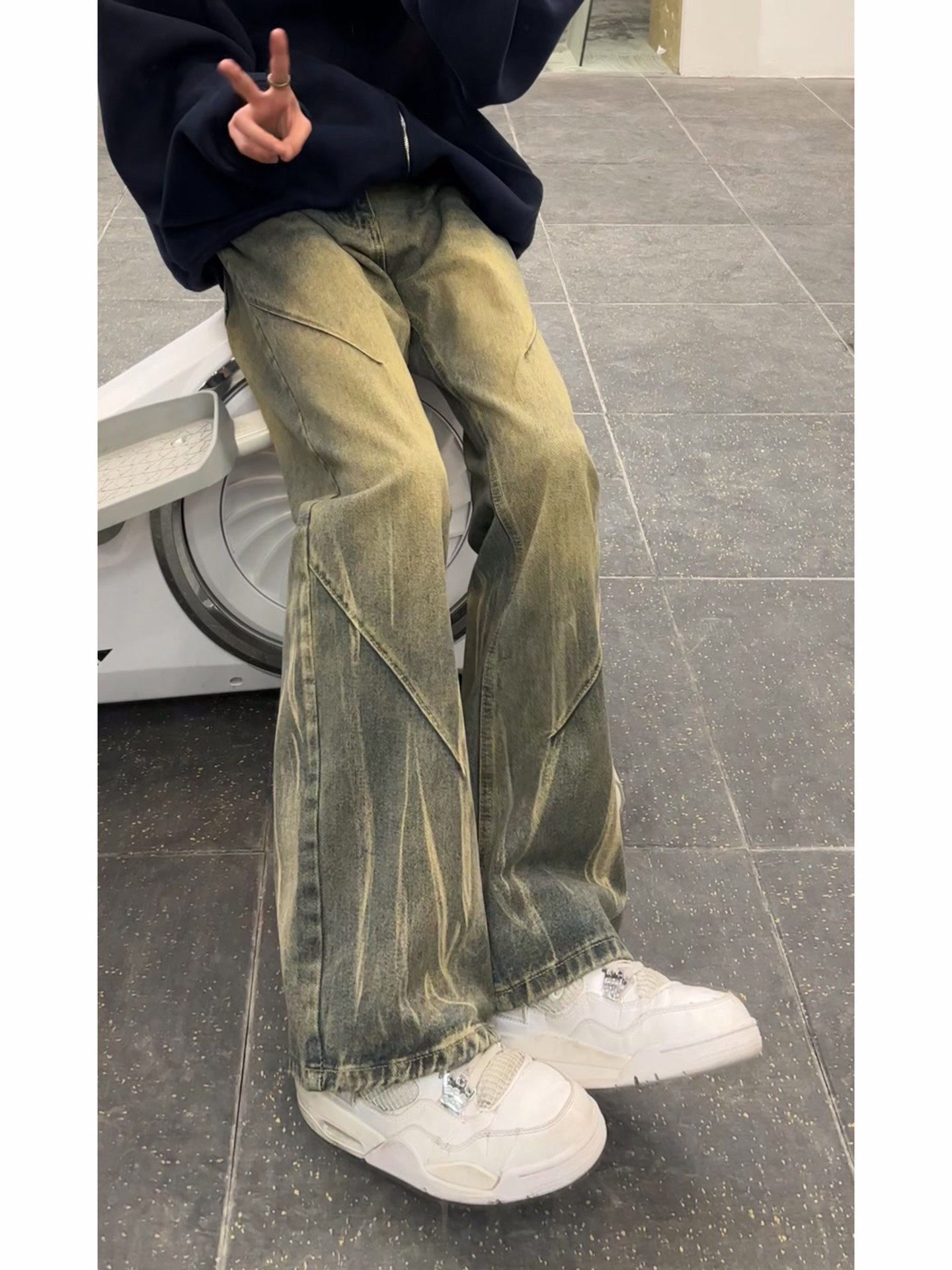 Washed Tie Dye Flared Men's Je - Streetwear Brand Jeans avaliação e preço