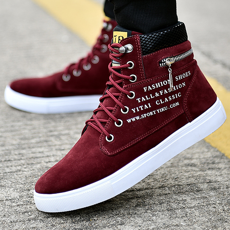 Men's Black High-Top Sneakers  - Streetwear Zipper avaliação e preço