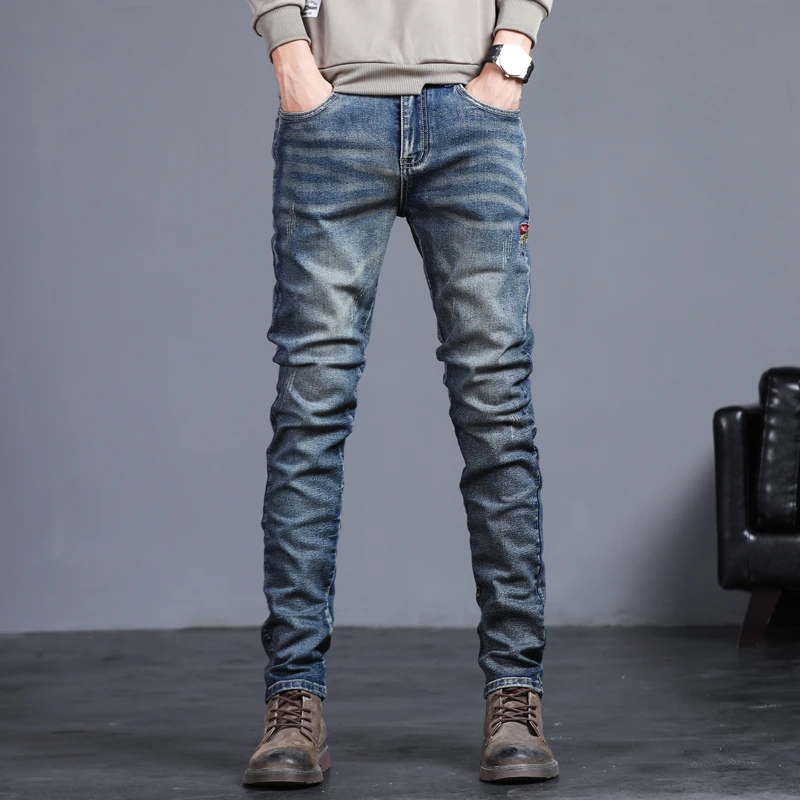 Men's Fashion Vintage Jeans Au - Streetwear Brand Jeans avaliação e preço